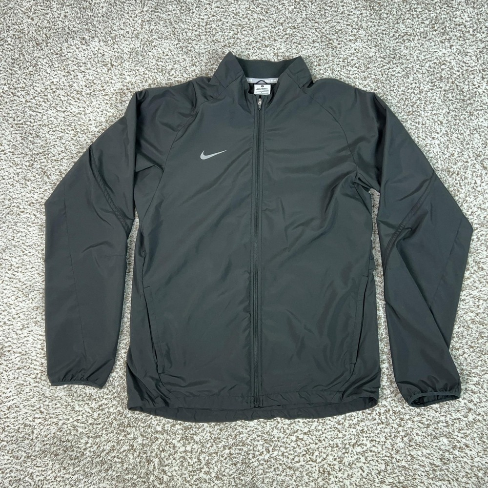 Nike Jacket Mens Small Black Full Zip‎ Windbreaker Running Training Swoosh Sport
